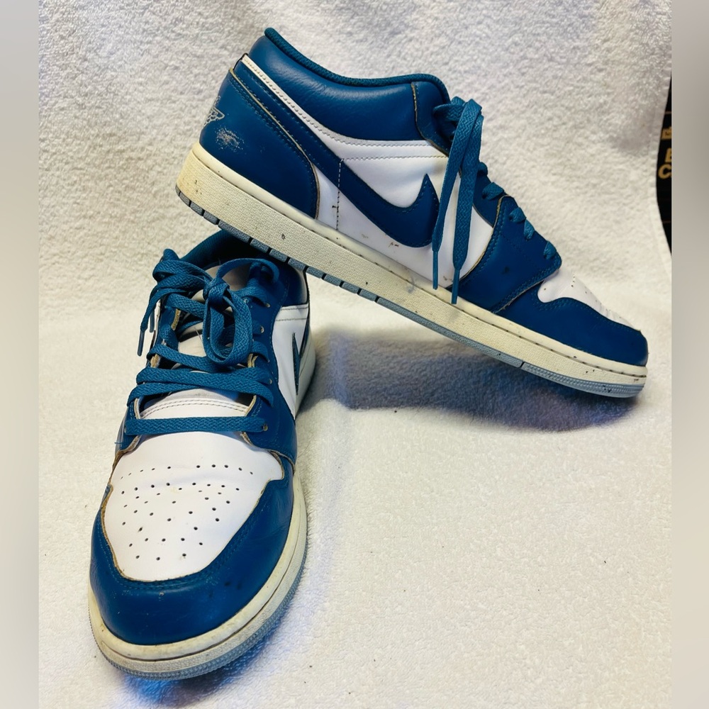 Nike GS Air Jordan1 Low SE Industrial Blue White Mens 12.5